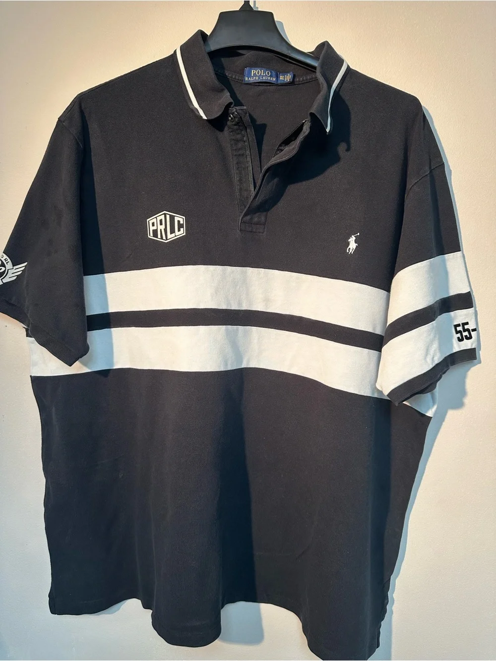 Ralph Lauren Black & White Striped Rugby Polo